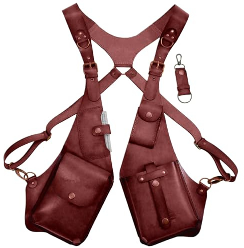 Taktische Halfter Tasche, Anti-Diebstahl-Leder-Doppelschulter-Achseltasche, Versteckte Unterarm Schultertasche, Verstellbarer Trage Schulterholster, universeller Gurtholster Für Herren, Rot