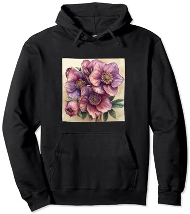 Hellebore Bouquet floral Couleurs pastel Graphique Sweat à Capuche