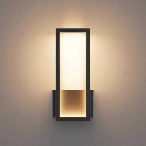 Klighten Wandleuchte Innen 12W LED Wandlampe 27cm, Warmweiß 3000K, Schwarz | Aluminium+Eisen+Acryl, 850 Lumen, Für Schlafzimmer Flur Treppenhaus, Mordern, Wandleuchte Innen Dekorative