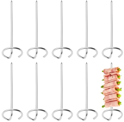 CATOR 10 brochetas de metal de acero inoxidable para barbacoa, soporte vertical, pinchos reutilizables para freidora de aire, brochetas de pie, accesorios para barbacoa