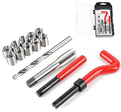 JUSTHERE 15 Pcs Thread Inserts M14x1.5 Female Thread Repairing Accessory Assortment Kit, Helicoil Thread Repair Kit, Drill Helicoil Repair Kit, for Automotive and Mechanical Maintenanc