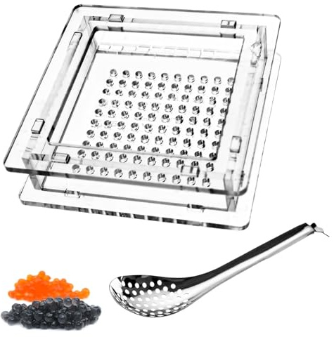 Juego completo de 100 bolas de caviar para gastronomía molecular, caja de caviar y cuchara