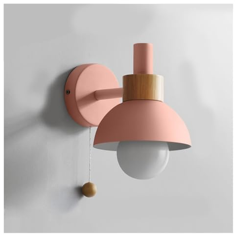 Linterna de pared nórdica, lámpara de pared moderna en forma de antorcha, aplique de pared color Macaron, iluminación industrial de una sola cabeza con bola de tracción, para baño interior