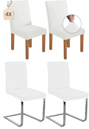 Dmyifan Stretch Stuhlhussen Schwingstühle, Abnehmbarer Waschbarer Stuhlbezüge, Chair Cover für Esszimmer, Hotel, Bankett, Partys Deko, Hochzeit (4, Weiß)