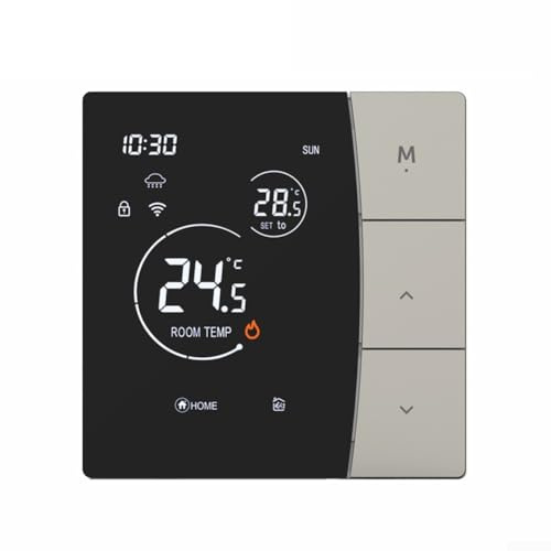 31 A pour thermostat intelligent WiFi Tuya, affichage LED, écran tactile, thermostat d'ambiance numérique, avec commande vocale, pour chauffage au sol électrique, chaudière à gaz (gris, 16A-WIFI)