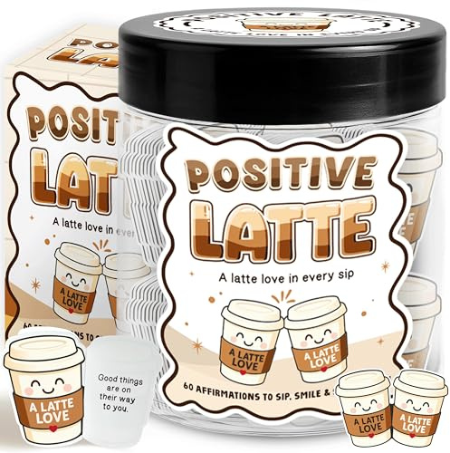 Positive Coffee Affirmations Jar With 60 Cards - Emotional Support Latte | Emotional support coffee presents, teen girl trendy stuff, white elephant ideas, trending gift for coworkers on Christmas