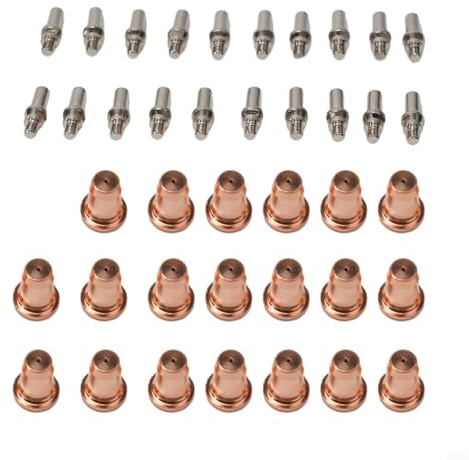 Plasmaschneiderspitzen 1,0 mm und 1,1 mm mit Elektroden 52582 für IPT-60 PT60 PT40 IPT-40 Brenner, 40 Stück Plasmaschneid-Verbrauchsmaterialien Set inklusive Düsen u