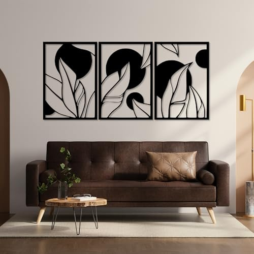 Eyoka Tropische Blätter Wanddekoration aus Holz, Wanddekoration in Schwarz-Gold, 3D-Bilder, Wohnkultur, Wandbilder, Moderne Wanddekoration, für das Wohnzimmer, für das Schlafzimmer, Wandpaneel