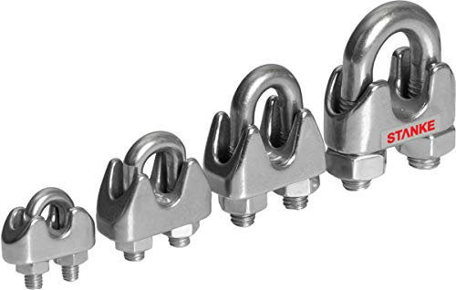 Seilwerk STANKE 25x Seilklemme Bügelform aus Edelstahl Inox Größe 4 für 4 mm Drahtseile Rostfrei Seilverbinder