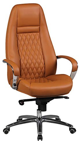 FineBuy Austin Bürostuhl Echtleder Schreibtischstuhl ergonomisch Chefsessel edel Drehstuhl höhenverstellbar Caramel