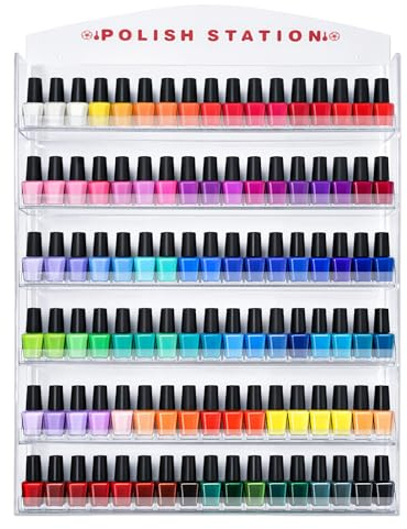 Nail Polish Wall Mounted Organizer Display Transparent Clear Wall Rack - Hold up to 126 bottles (Famous USA Fuji Brand) Perfect for Birthday Christmas Valentine Gift