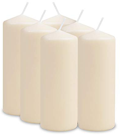 Müller blockljus – 6 pelarljus – elfenben – 68 x 180 mm – lång brinntid 60 timmar – utan doft vaxljus – BSS brandskydd – RAL kvalitet