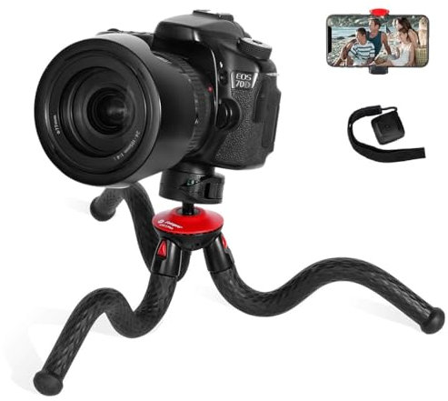 Fotopro Treppiedi Cellulare flessibile, Cavalletto per Fotocamera Mini Tripod Treppiede viaggio Bluetooth Universale per Smartphone e macchina fotografica d'azione