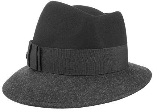 LIERYS Asym Twotone Wollfilzhut Trilby Damen Filzhut mit Schleife Made in Italy Herbst Winter schwarz-anthrazit One Size
