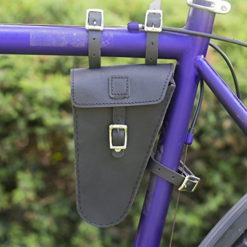 London Craftwork Rahmen FAHRRADTASCHE AUS ECHT Leder in SCHWARZ TRIGL