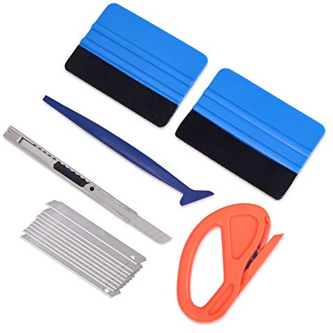 Winjun Rakel Set mit Cuttermesser für FolieRakel Set Fensterabzieher für Autofolie Installation Auto Folieren Folienrakel Spezialrakel Für AutoVinyl Fensterfolien