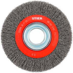 Brosse circulaire STIER Ø 150 mm, diamètre d'alésage 20 mm, 0,35 mm, ondulée, acier