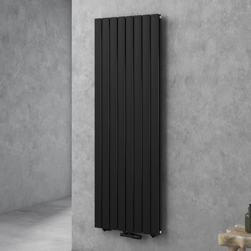 Sogood Radiateur pour Chauffage Central 180x61cm Radiateur à Eau Chaude Panneau Double Couches Vertical Noir-Gris