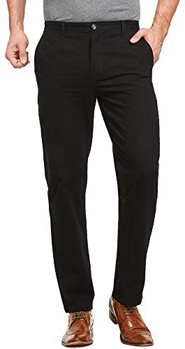 JustSun Chino Trousers for Men Casual Chinos Regular Fit Smart Pants Work Trousers Black 36W32L
