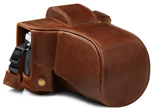 MegaGear Ever Ready Kameratasche aus echtem Leder, kompatibel mit Olympus OM-D E-M5 Mark III (14–150 mm)