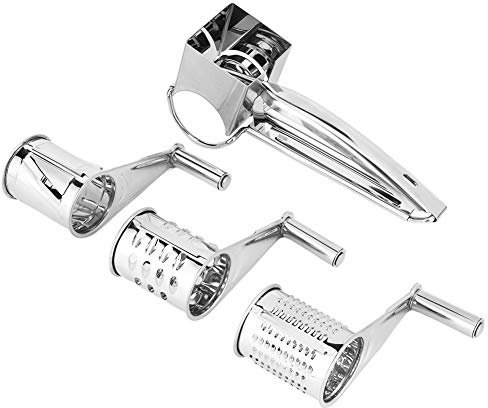 Rotary Cheese Grater,Handheld Rotary Parmesan Grater,Stainless Steel Hand Crank Shredder Butter Cheese Grater with 3 Drum Stainless Steel Blades for Cheese, Chocolate, Nuts, Parmesan, Pistachio