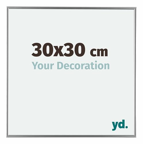 Your Decoration - Bilderrahmen 30x30 cm - Silber Hochglanz - Bilderrahmen aus Kunststoff mit Acrylglas - Antireflex - 30x30 Rahmen - Evry
