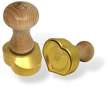 LA GONDOLA Ravioli Stempel Cuore Love, Herzform, Messing, Griff aus Naturholz