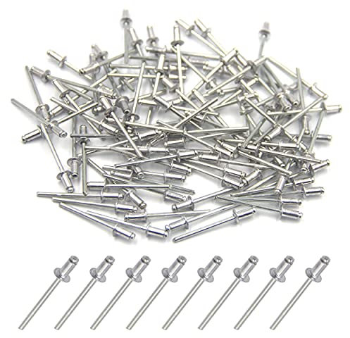 BESTYCHAO 100pcs Aluminium Blind Rivet 3.2mm x 6mm, Open End Rivet Pop Rivet, Pack of 100 (Silver)