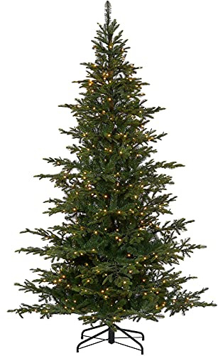 WeRChristmas Pre-Lit Sugar Pine Christmas Tree, 600 Warm White LED Lights, Green, 7 ft / 2.1 m