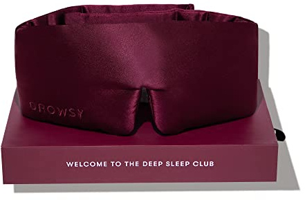 DROWSY Masque de Nuit en Cocon de Soie Matelassée - Cache Yeux pour Dormir Épousant la Forme du Visage - Sommeil Confortable dans l'Obscurité Totale (La Vie En Rouge)