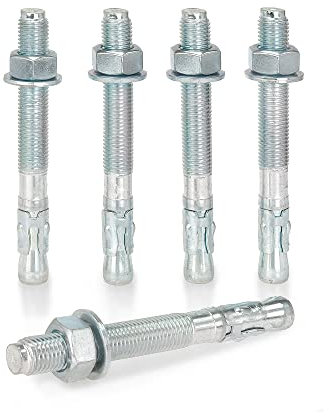 KM TRADE Bolzenanker - Schwerlastanker aus verzinktem Stahl mit ETA Zulassung, Option 7 - M16 x 200 mm, fixierbare Dicke: 85 mm - 10 Stück…