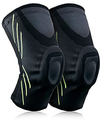 MILAIUN Kniebandage für Damen u. Herren,1 Paar Kompression Kniestütze mit Patella Gel Pads & Feder Seitenstabilisatoren, Medizinischer Knieschützer für Meniskus Arthrose Erholung Sport(XL)
