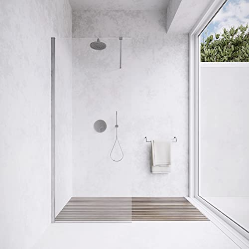 Box Doccia 90cm Walk-in Altezza 200cm Vetro Temperato Trasparente da 8mm con Trattamento Anticalcare mod. Lazaros