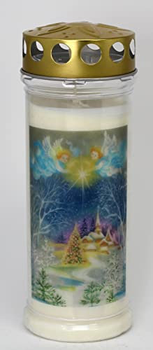 Kerzen Junglas - Grabkerze Weihnachten mit 7 Tagen Brenndauer, (3870), schöne Grablichter mit Motiv, Grabkerzen mit Deckel, Grabschmuck wetterfest, Trauerkerzen mit Spruch, Friedhofskerzen