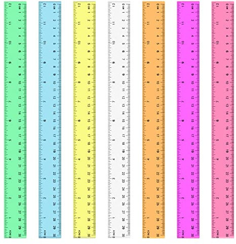 7 Stücke Lineal, 30cm Lineal Farbig Kunststoff Lineal Transparent Ruler für Schule Büro Zuhause(7 Farben)