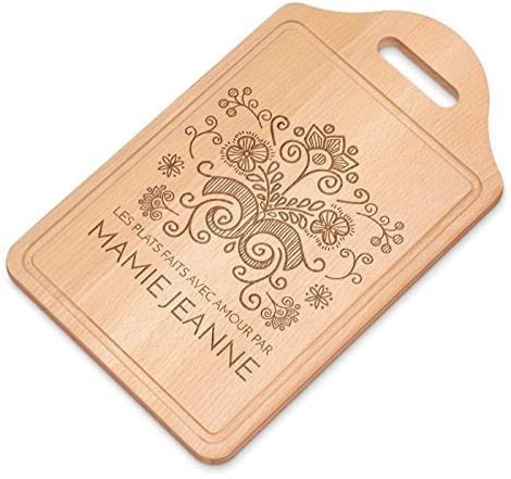 Maverton Planche à découper personnalisée pour femme | Plateau aperitif gravé pour maman, Planche dégustation décorative pour amie, anniversaire, ustensile de cuisine, Fleurs