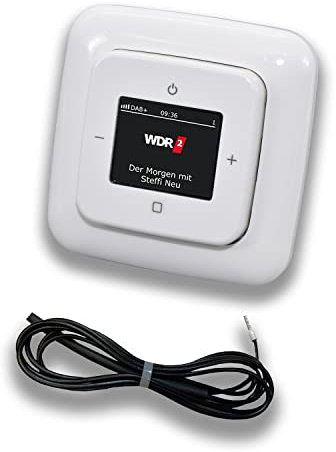 Busch Jäger DAB+ (DAB PLUS) Unterputz Radio (8215U-101) Reflex SI alpinweiß, Komplett-Set 8215 U – 101, Rahmen und Radioabdeckung inkl. 0,9 Meter EBROM Wurfantenne zur Empfangsoptimierung