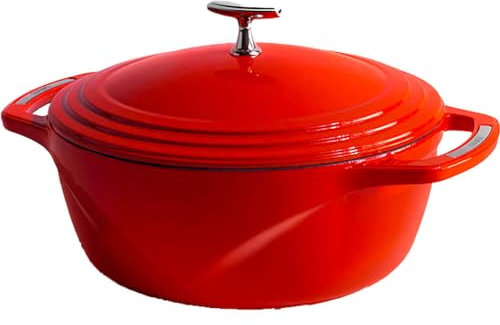 Lodge U7ID400 7.5 Qt. Enameled Cast Iron Dutch Oven - Cherry On Top