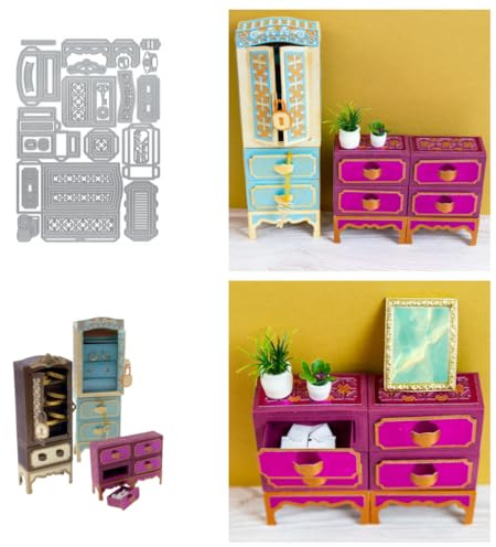 Sredwtk Schrank Stanzschablonen Weihnachten Schachtel Stanzschablonen Boxen Metall Prägeschablonen Stanzformen Schablonen für DIY 3D Hochzeitgeschenkbox Kuchenbox Keksbox Süßigkeitenbox