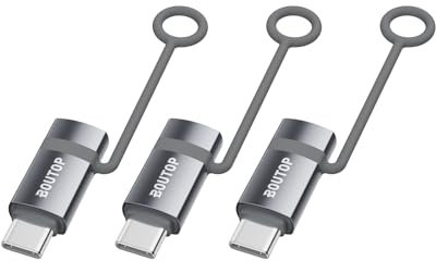 BOUTOP 60W [Apple MFi Zertifiziert] Lightning auf USB C Adapter für Schnelles Laden Kompatibel mit iPhone 17/16/15 Pro Max MacBook, iPad - [3 Stück, Grau]