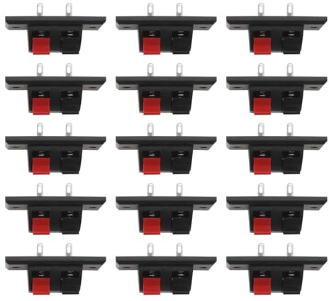 The Lord of the Tools 15 Stück 2-polig Lautsprecher Klemmenblock Feder Push Release Stecker Audio Kabel Terminals Streifen Block Kompatibel mit Lautsprecher mit Schalter