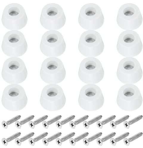 PATIKIL Embouts en Caoutchouc 20 Set 0,75 x 0,39 avec Rondelle Vis Blanc | Pieds de Planche à Découper Antidérapants en Acier Inoxydable de pour Appareils Cuisine Meubles