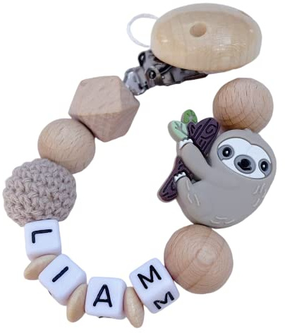 personalisierte Kette mit Namen für für Mädchen in Rosa Baby Geschenk personalisiert zur Geburt & Taufe Motiv kleine Prinzessin & du bist der Schlüssel zu unseren Herzen (Faultier)