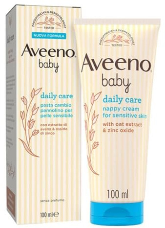Aveeno Baby Daily Care Pasta Cambio Pannolino, Crema cambio pannolino per neonati e bambini, Crema Ossido di Zinco ed Estratto di Avena protettiva per un sollievo immediato, 100 ml