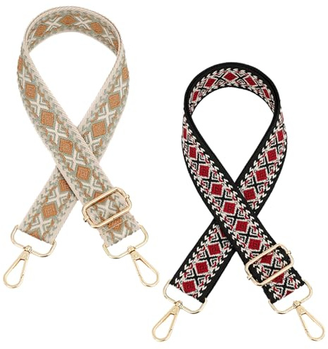 Geaanen 2 PCS Tracolla per Borsa Donna 75cm-130cm Regolabile, Larghezza 3,8 cm Con Moschettone, Adatto per Borse, Tracolle, Borsette Ecc