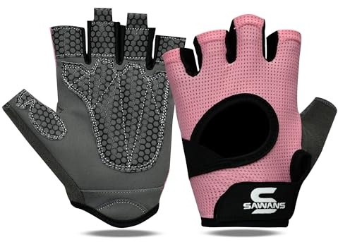 SAWANS Gants d'haltérophilie pour homme et femme - Gants d'entraînement de fitness pour femme - Respirants et antidérapants - En silicone rembourré - Protection de la paume - Pour exercice