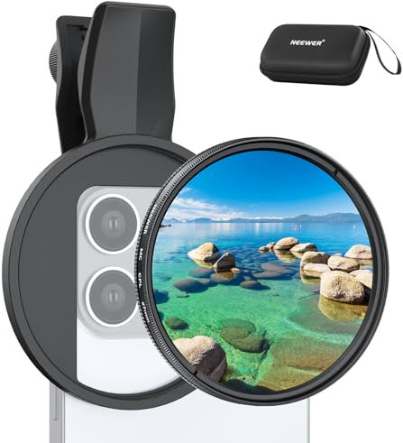 NEEWER 67mm Clip On CPL Filter Compatible with iPhone, Circular Polarizing Phone Camera Lens Photography Accessories Kit Polarizer Compatible with iPhone 16 15 Pro Max Plus 16e 14 13 mini 12, FL-B23