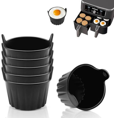 Orchideeknc Silicone Ramekins for Air Fryer, Pack of 6 Egg Moulds, Non Stick Reusable Muffin Moulds, 3.15” Round Silicone Mould for Eggs, Cakes, Puddings