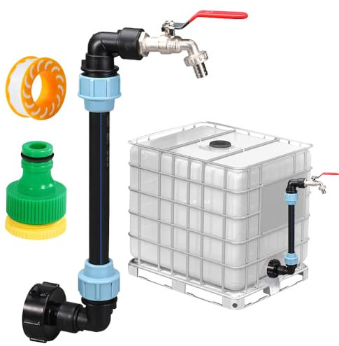 Mineup IBC Swan Neck 3/4, kit di collegamento IBC, kit di collegamento per serbatoio dell'acqua piovana S60 x 6 IBC, per serbatoio dell'acqua da 1000 litri, contenitore IBC, barile per la pioggia