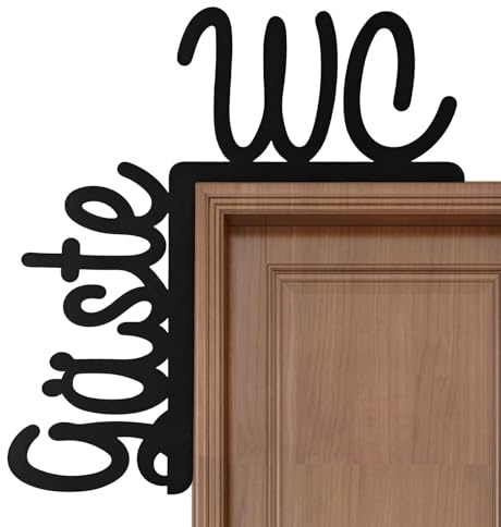 Gäste WC Schild Türrahmenschild Klebstofffreies Gäste Schild Bohrfreies Toilettenschild WC Aufkleber für öffentliche Toiletten(schwarz)